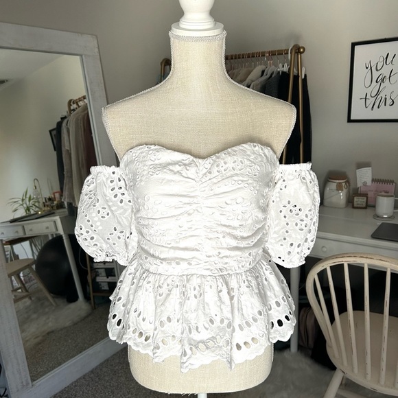 • Express • Eyelet Lace Off The Shoulder Top - Picture 13 of 16